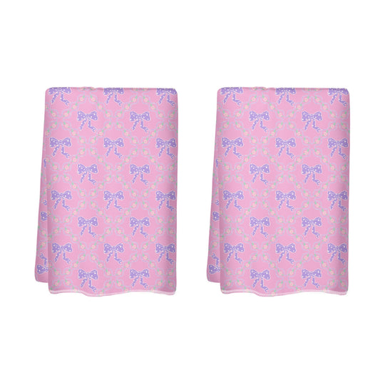 Pink&Purple Bow Pattern Hand Towel Set