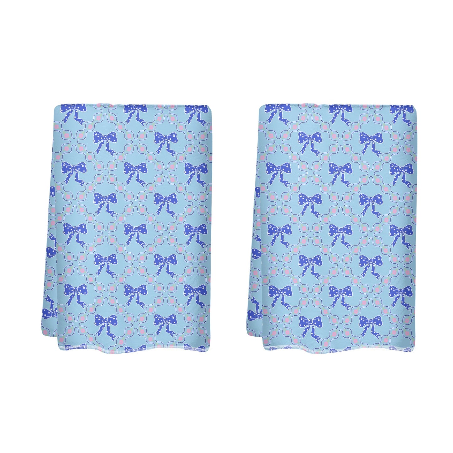 Blue Bow Pattern Hand Towel Set