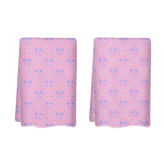 Pink Bow Pattern Hand Towel Set