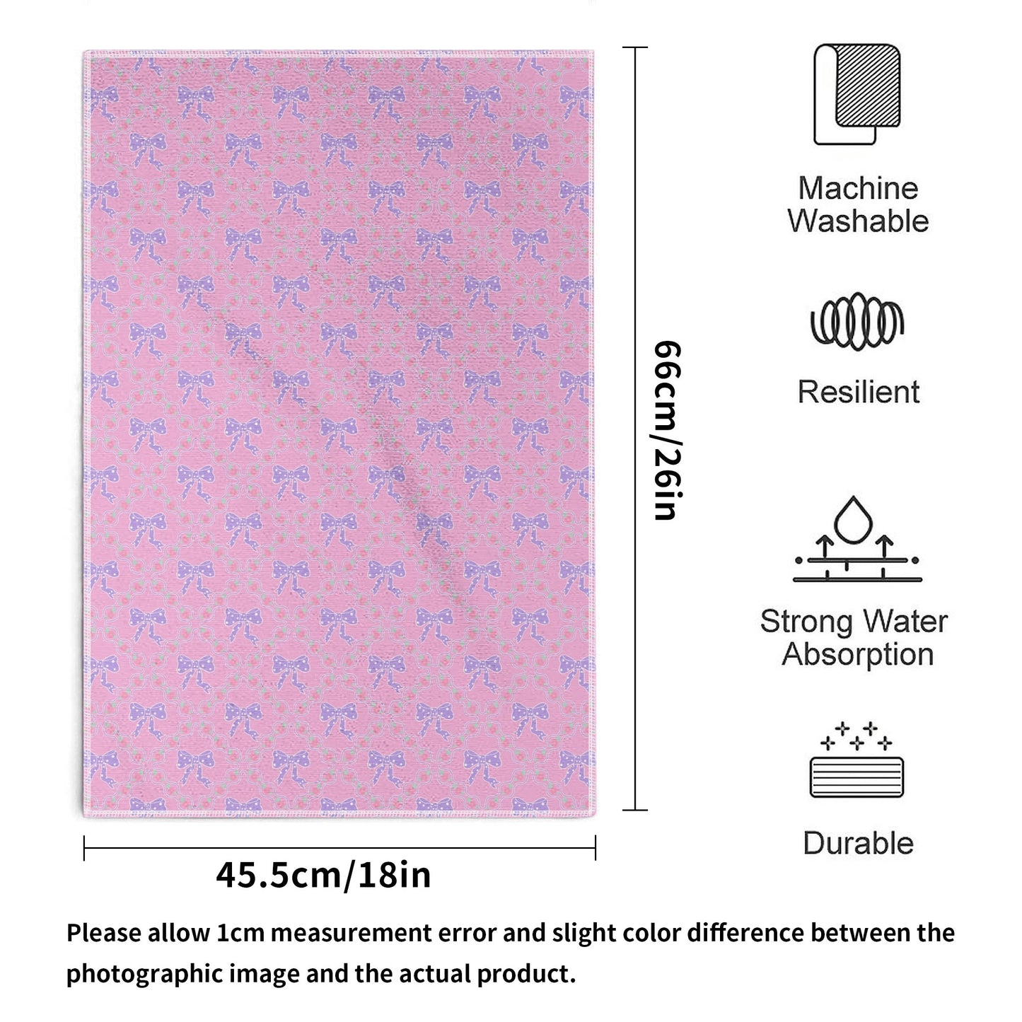 Pink Bow Pattern Hand Towel Set