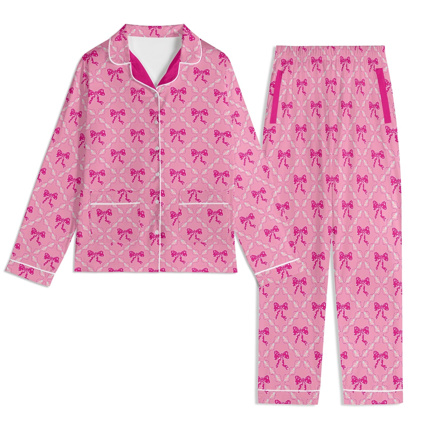 Dark Pink Bows PJ set
