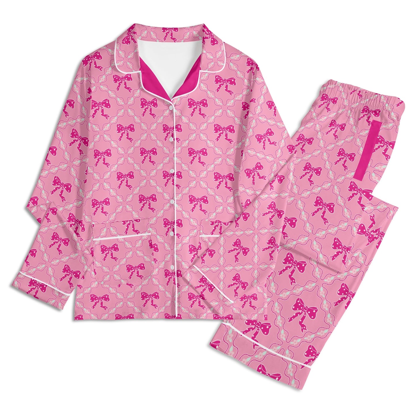 Dark Pink Bows PJ set
