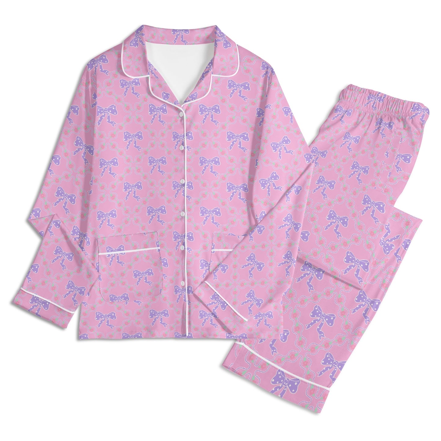 Pink&Purple Bow Pattern PJ set