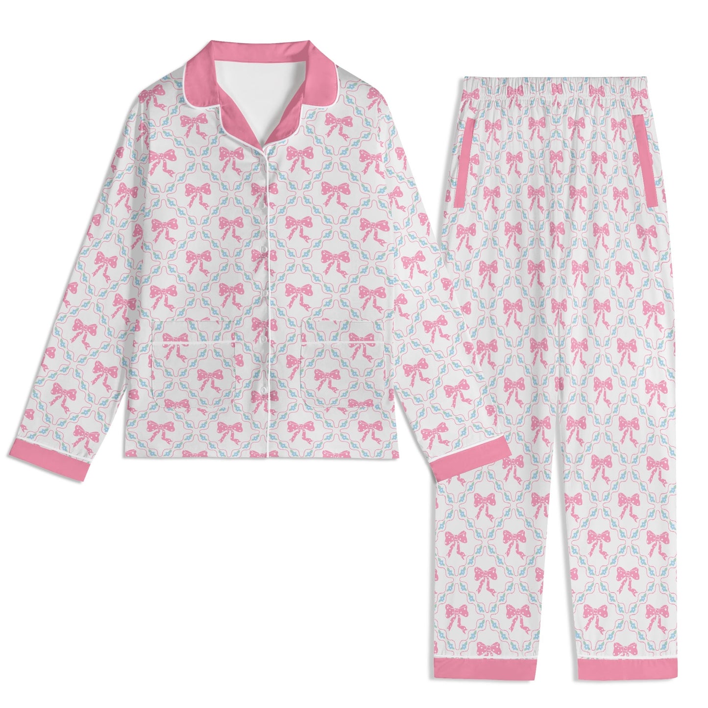 Pink Flower & Bow Pattern PJ set
