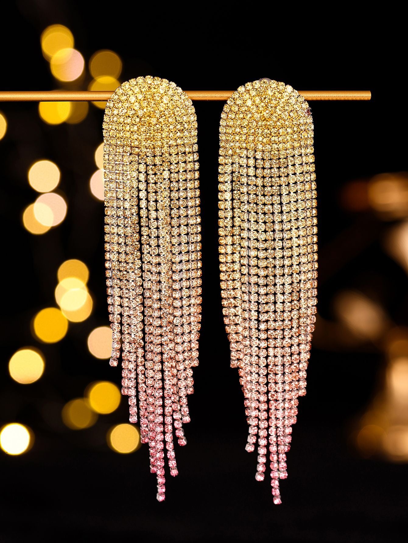 Geometric Rhinestone Drop Earrings