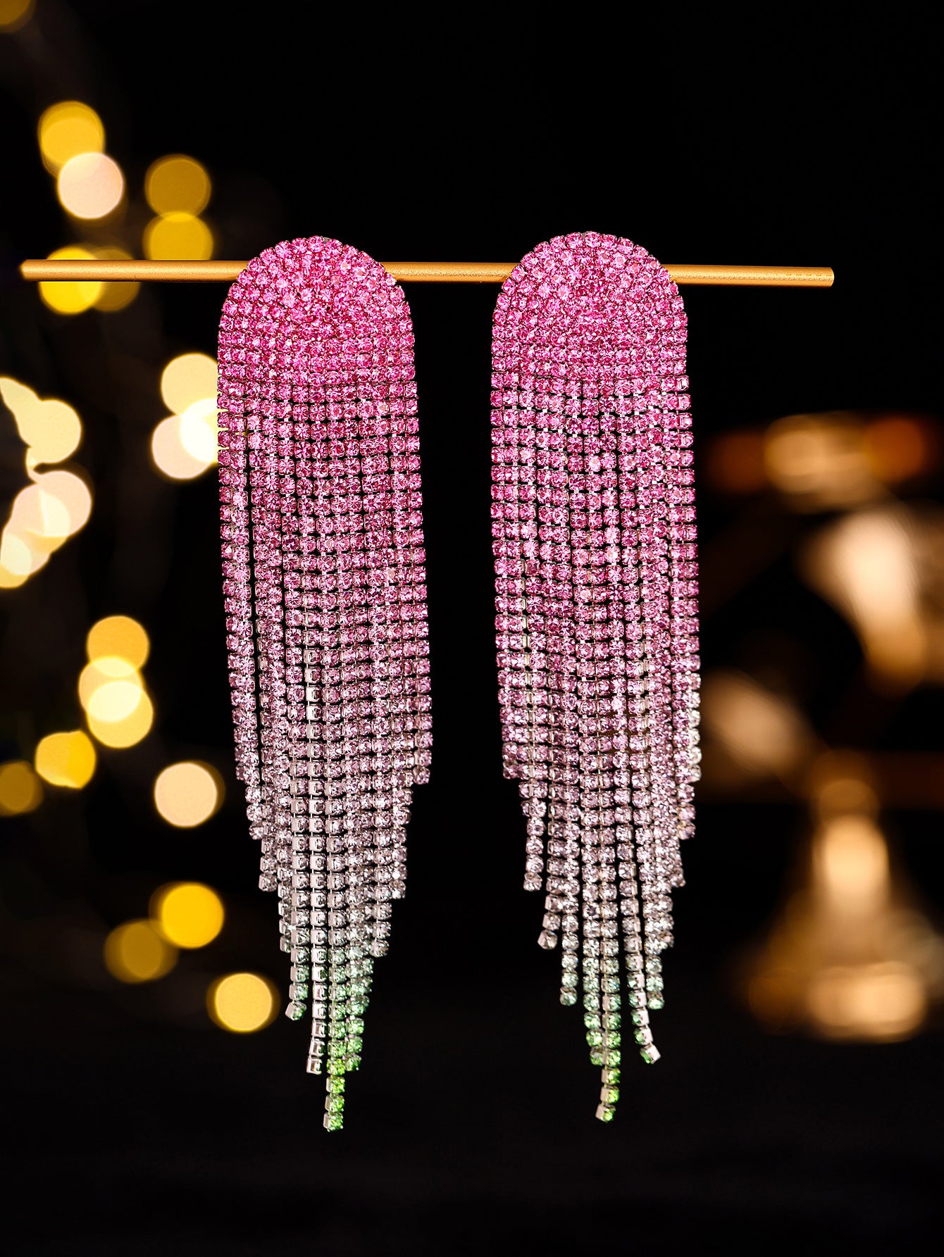 Geometric Rhinestone Drop Earrings