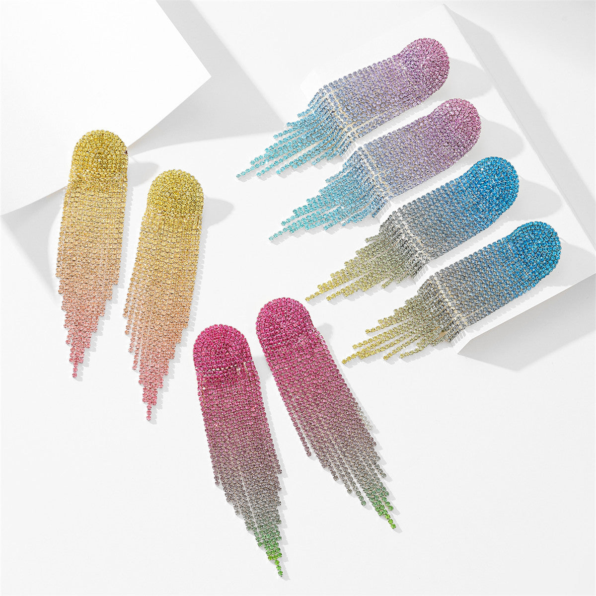 Geometric Rhinestone Drop Earrings