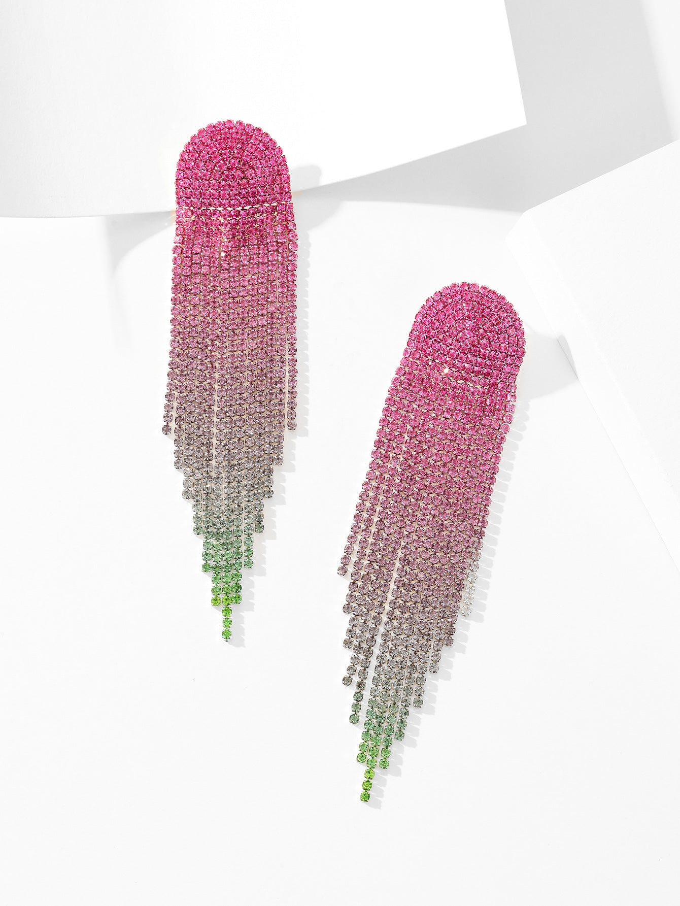 Geometric Rhinestone Drop Earrings