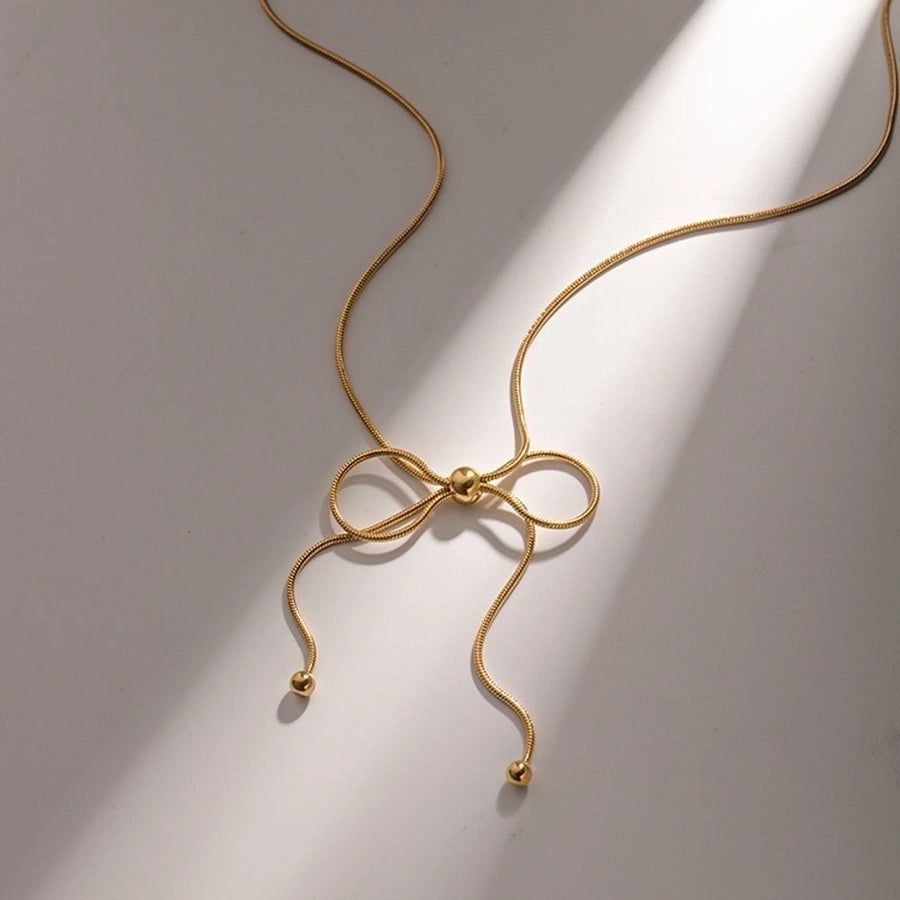 Rope Chain Bow Knot Necklace (18K Gold Plated)