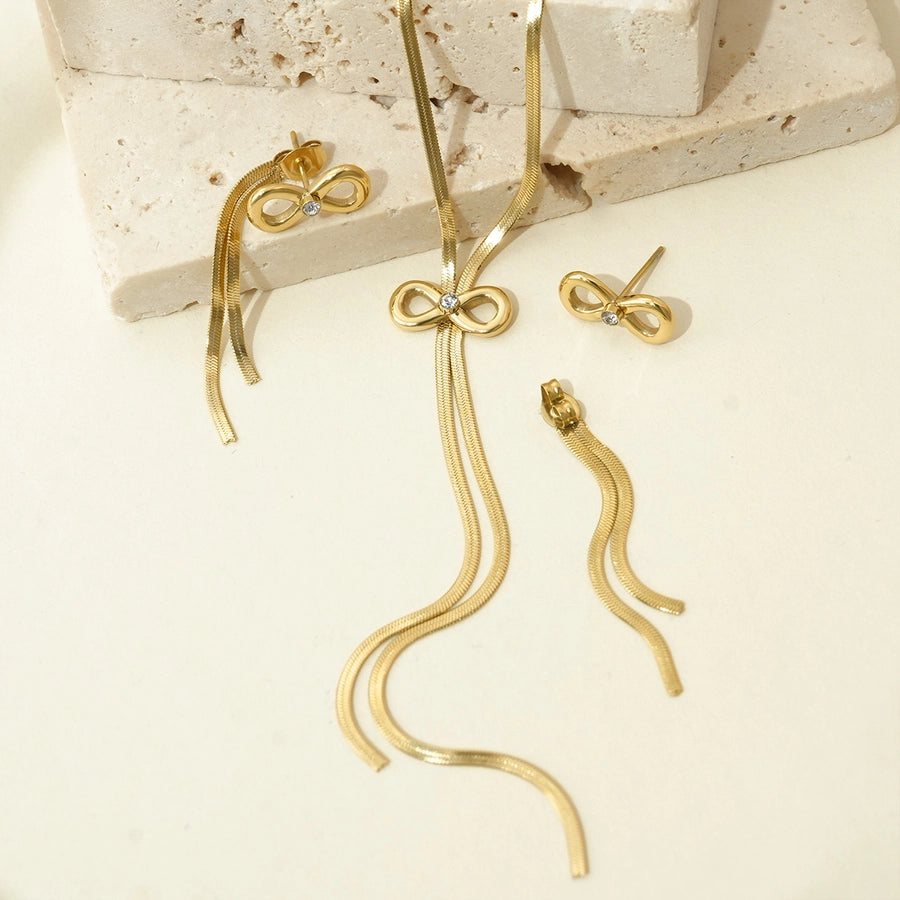 Flat Chain w Bow (14K Gold Plated)