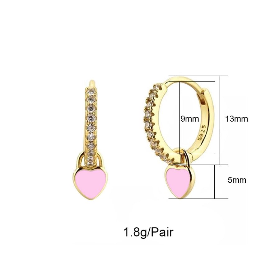 Pink Heart Drop Earrings