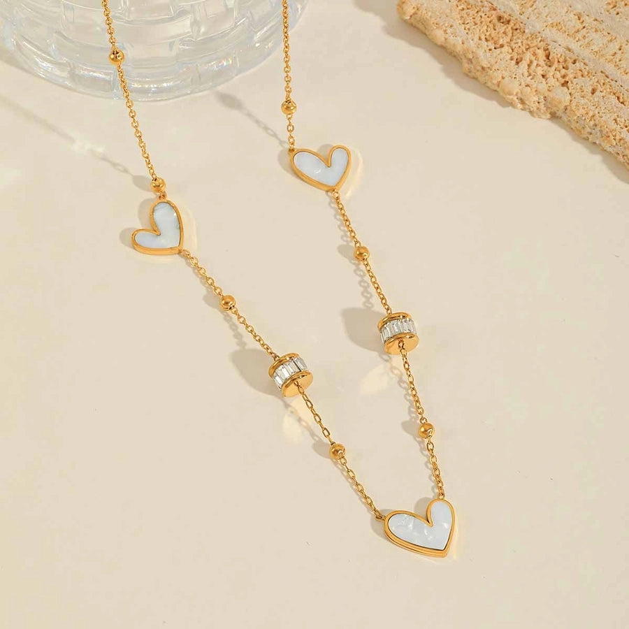 Hearts & Stones Necklace (18K Gold Plated)