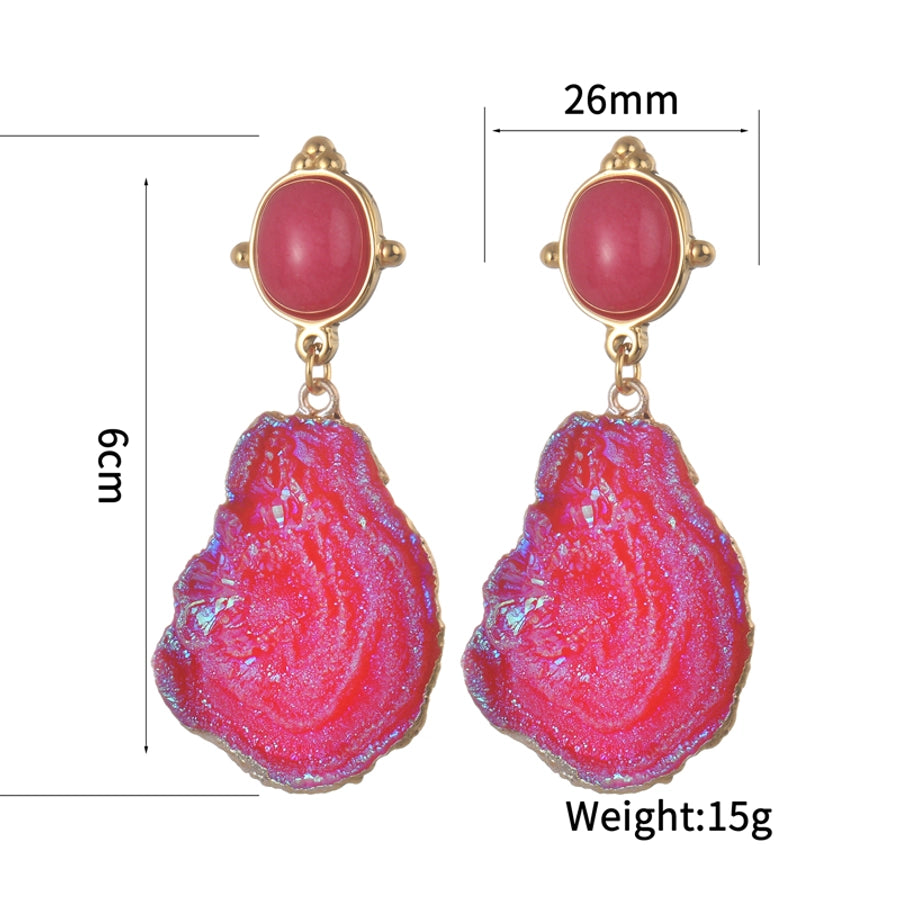 Fuchsia Stones Drop Earrings (18K Gold Plated)