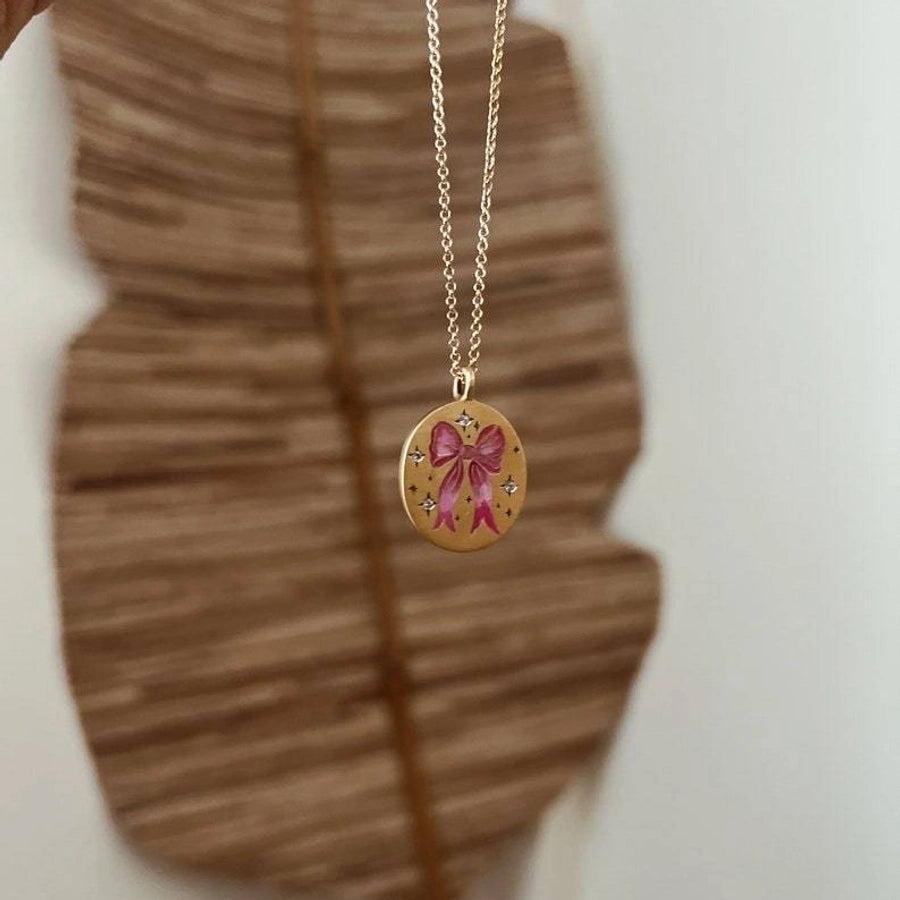 Pink Bow Necklace