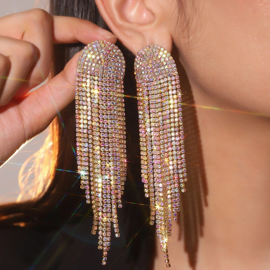 Geometric Rhinestone Drop Earrings