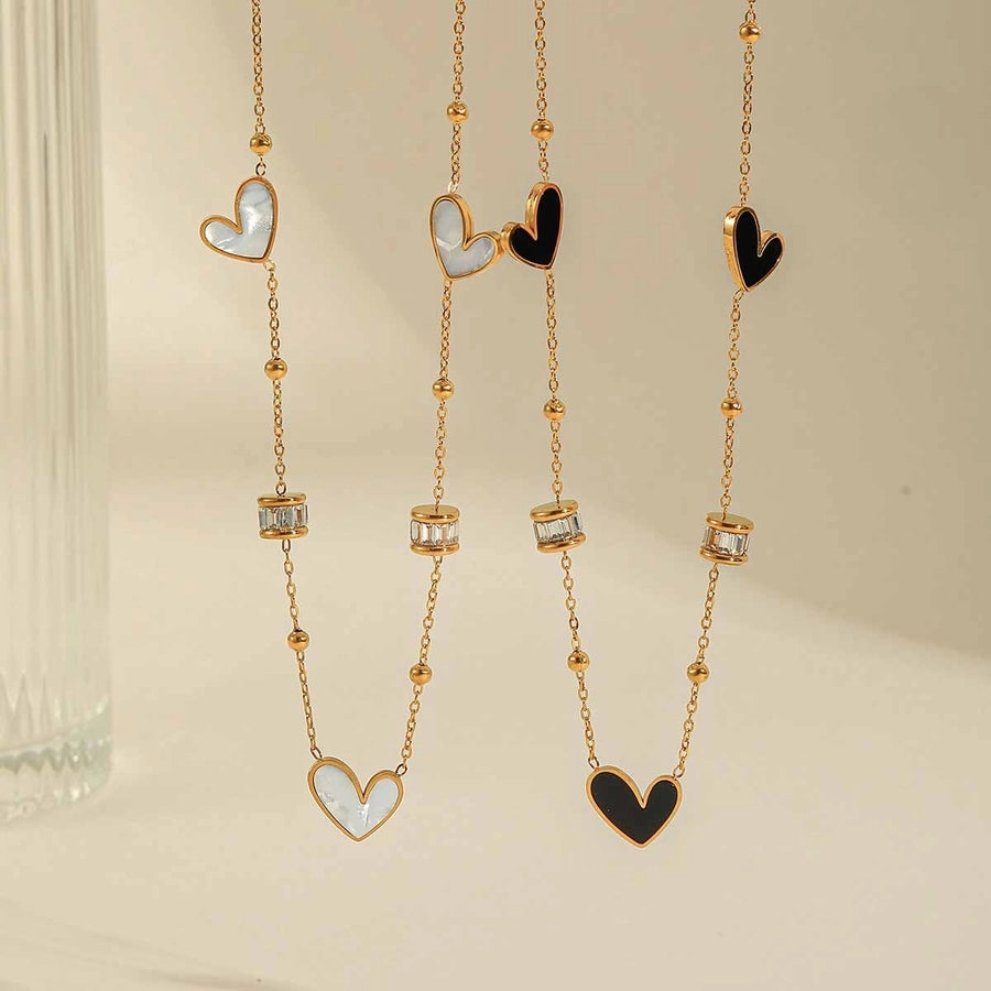 Hearts & Stones Necklace (18K Gold Plated)
