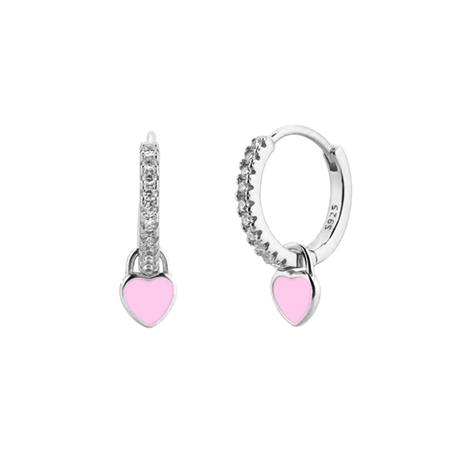 Pink Heart Drop Earrings