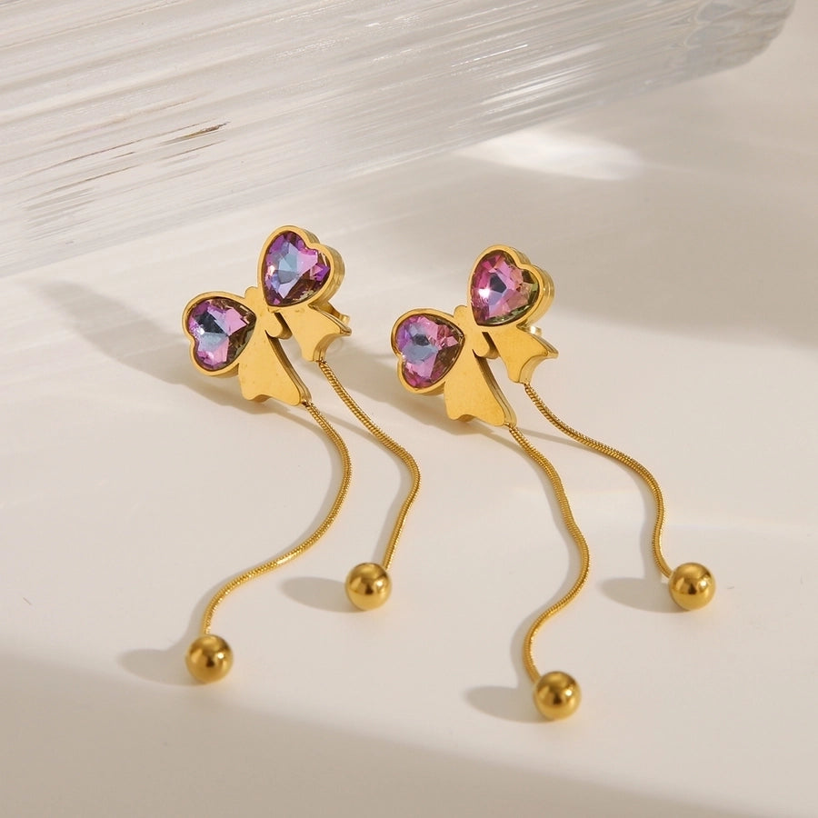 French Purple Stone Bow Collection (18K Gold Plated)