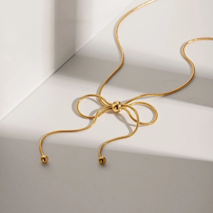 Rope Chain Bow Knot Necklace (18K Gold Plated)
