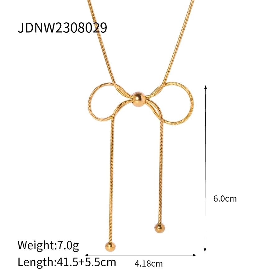 Rope Chain Bow Knot Necklace (18K Gold Plated)