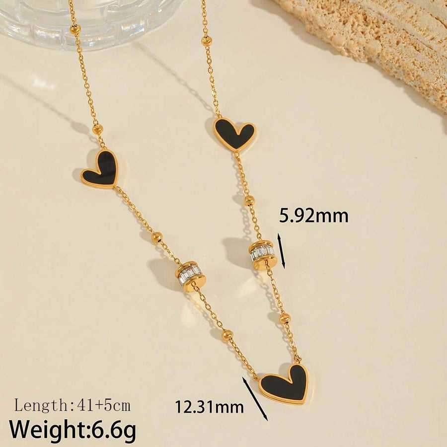 Hearts & Stones Necklace (18K Gold Plated)