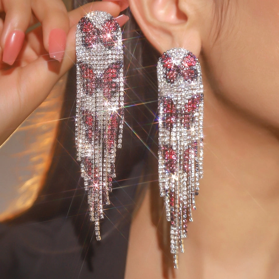 Geometric Rhinestone Drop Earrings