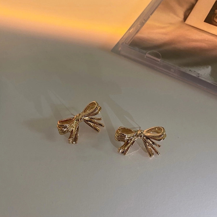 Simple Bow Knot Ear Studs (14K Gold Plated)