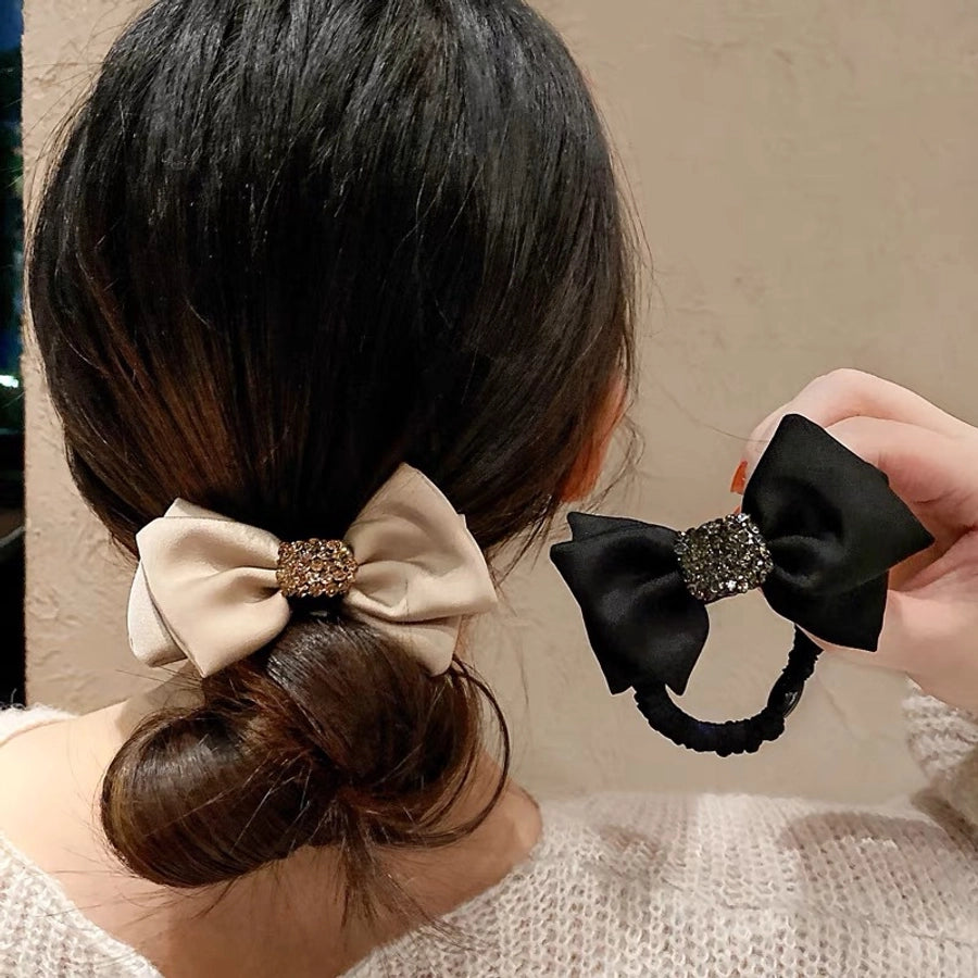 Rhinestone bowknot hair tie