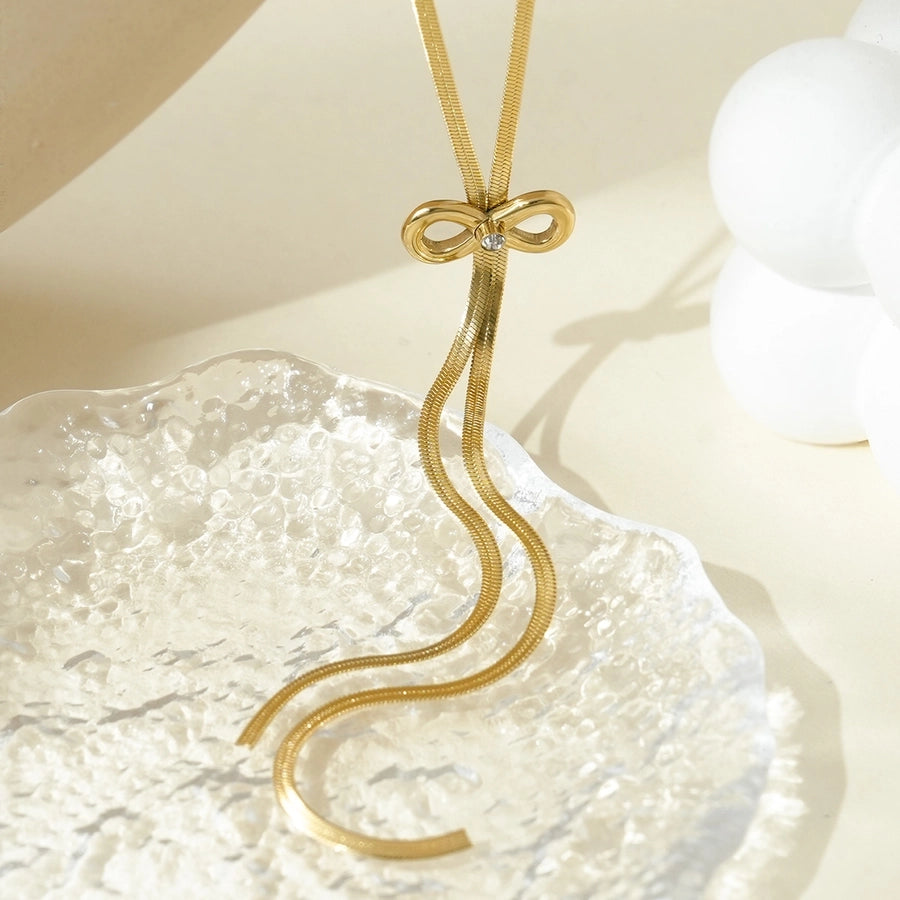 Flat Chain w Bow (14K Gold Plated)