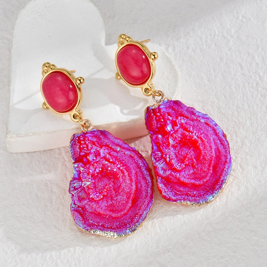 Fuchsia Stones Drop Earrings (18K Gold Plated)