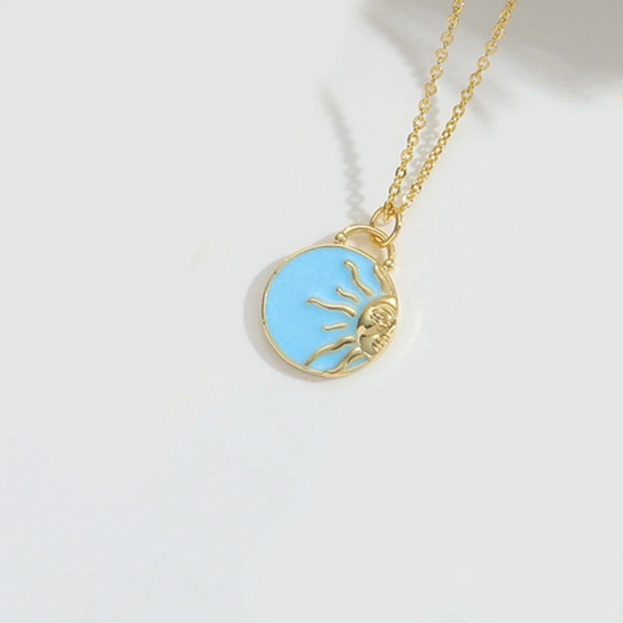 Sun Moon Elk Zircon Pendant Necklace (14K Gold Plated)