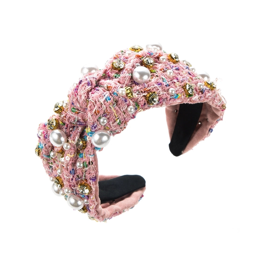 Tweed inlay Rhinestone Hairband
