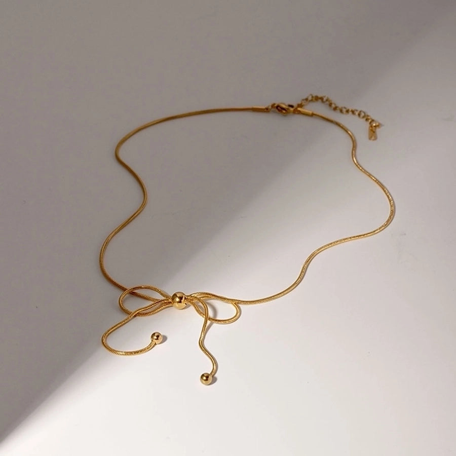 Rope Chain Bow Knot Necklace (18K Gold Plated)