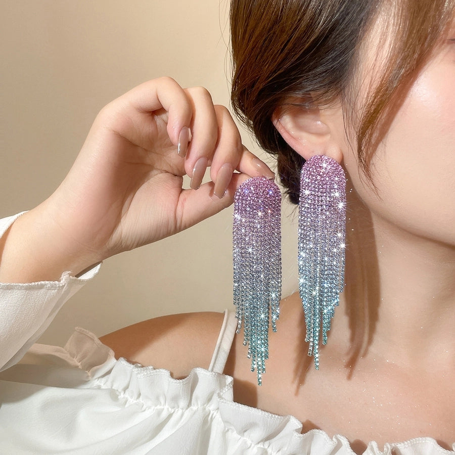 Geometric Rhinestone Drop Earrings