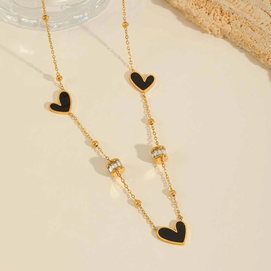 Hearts & Stones Necklace (18K Gold Plated)