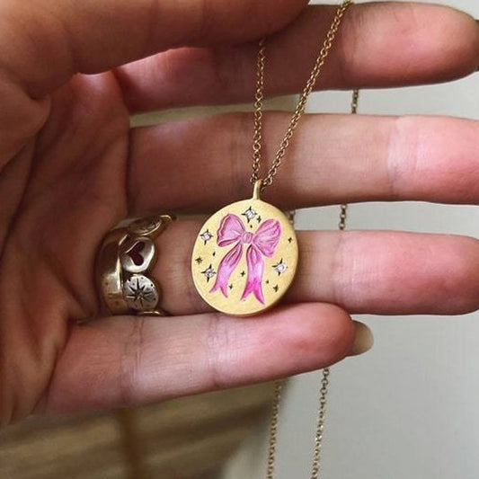 Pink Bow Necklace