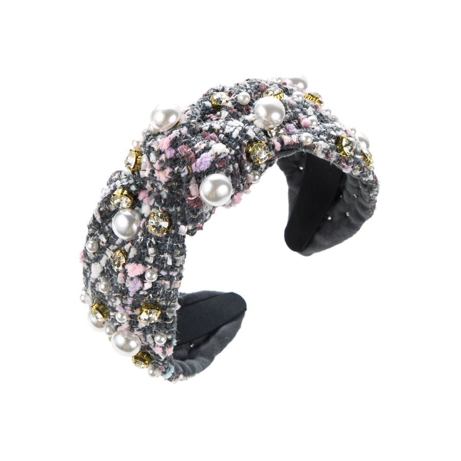 Tweed inlay Rhinestone Hairband