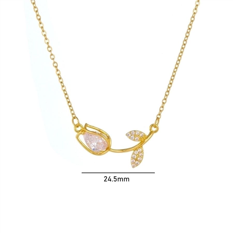 Tulip Stone 18k gold plated necklace