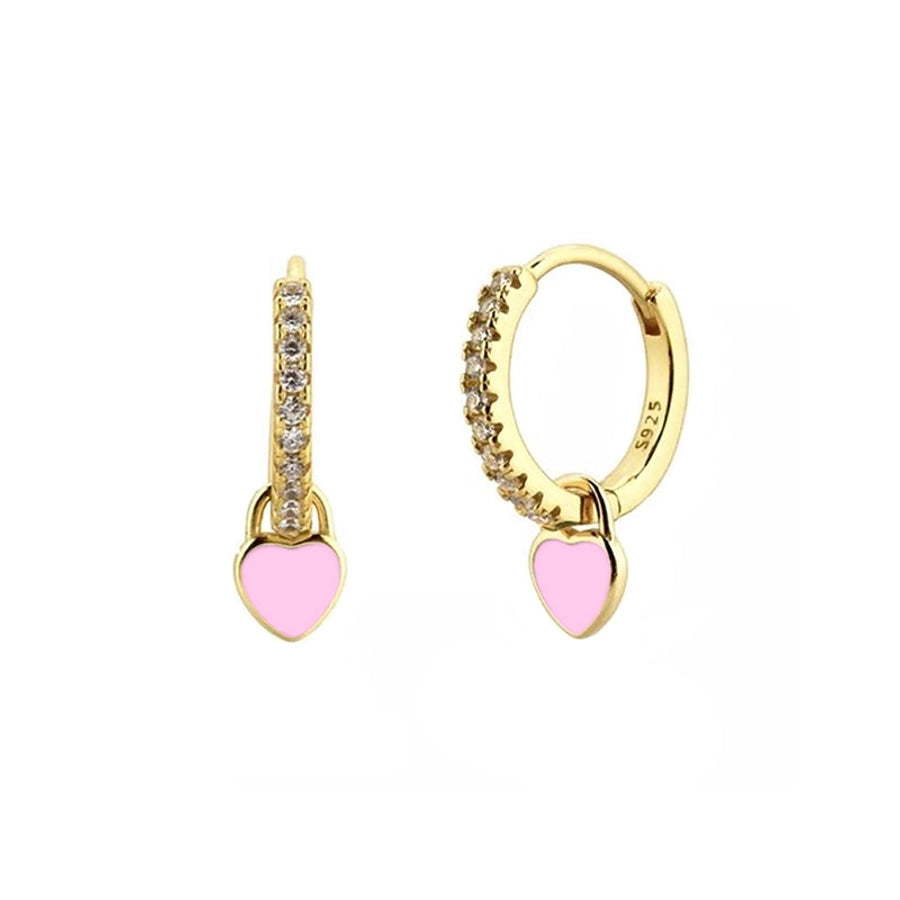 Pink Heart Drop Earrings