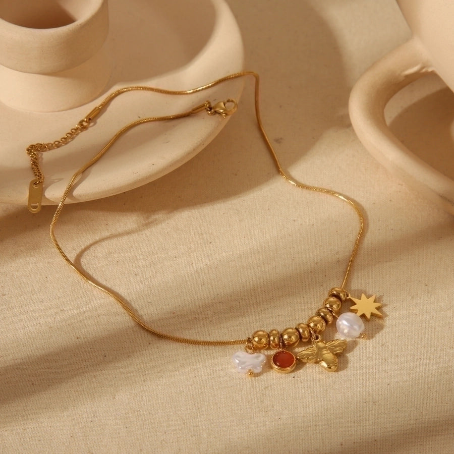 Gold Pearl Necklace (18K Gold Plated)