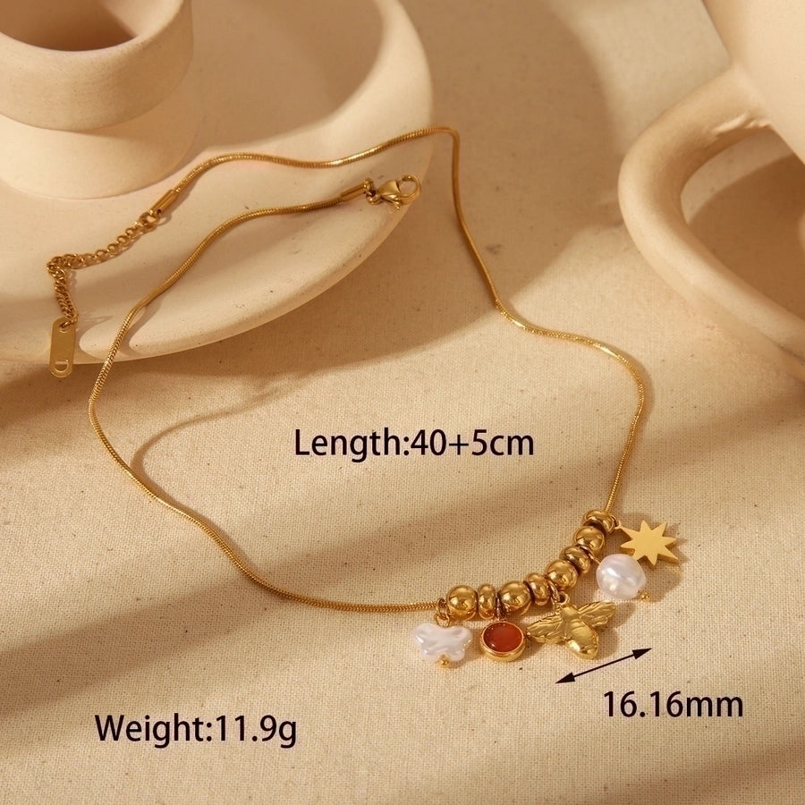 Gold Pearl Necklace (18K Gold Plated)