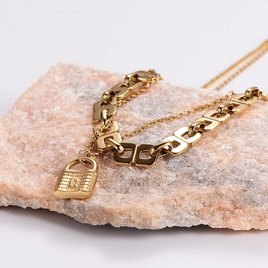 Lock Layered Necklaces