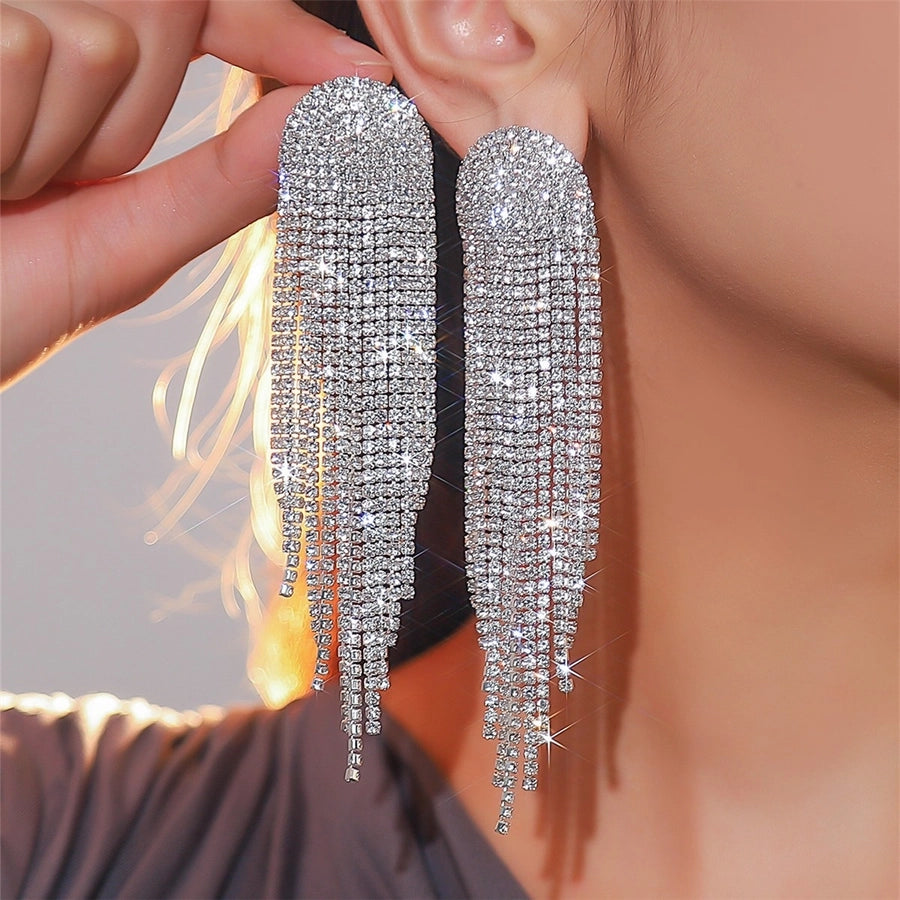 Geometric Rhinestone Drop Earrings