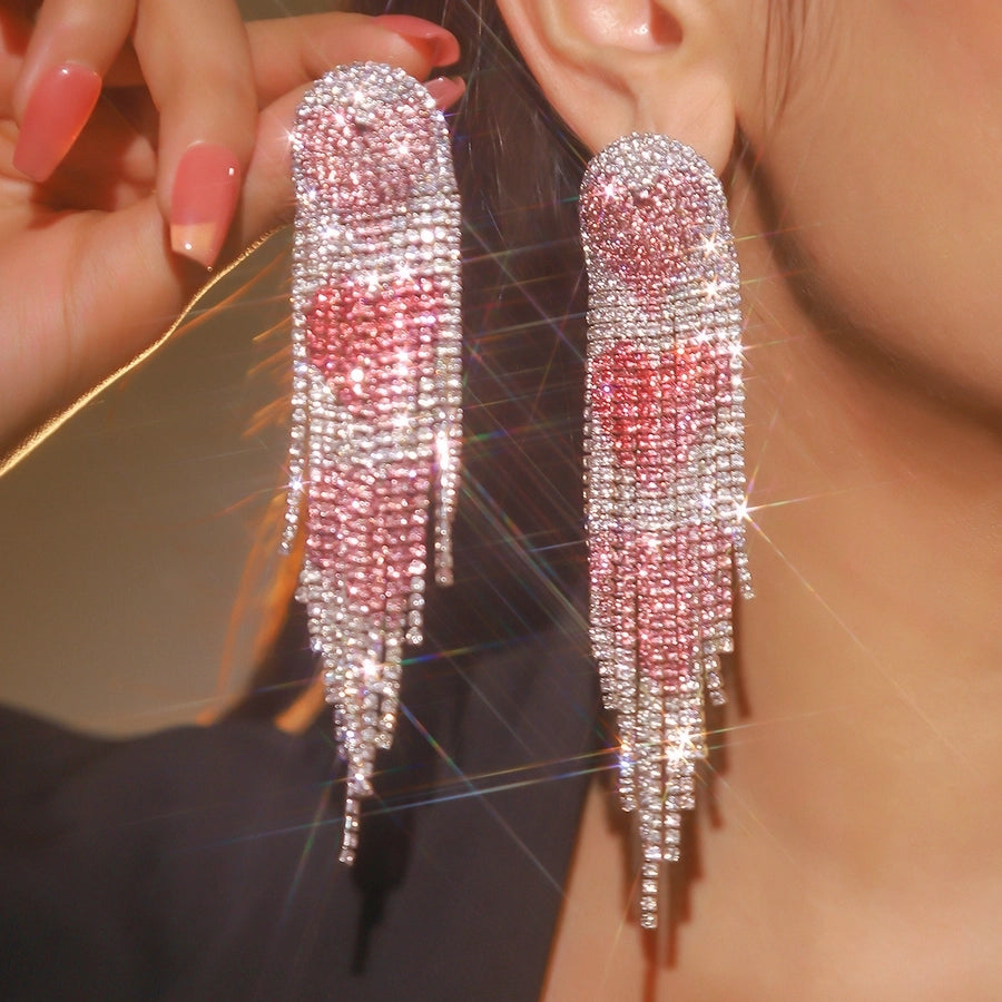 Geometric Rhinestone Drop Earrings