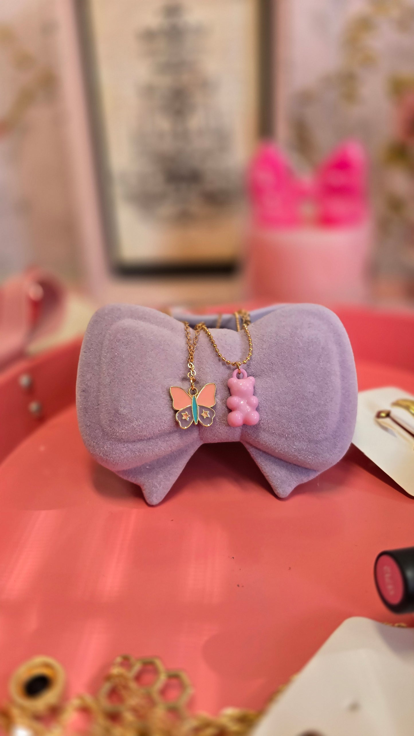 Butterfly-Teddy necklace Duo