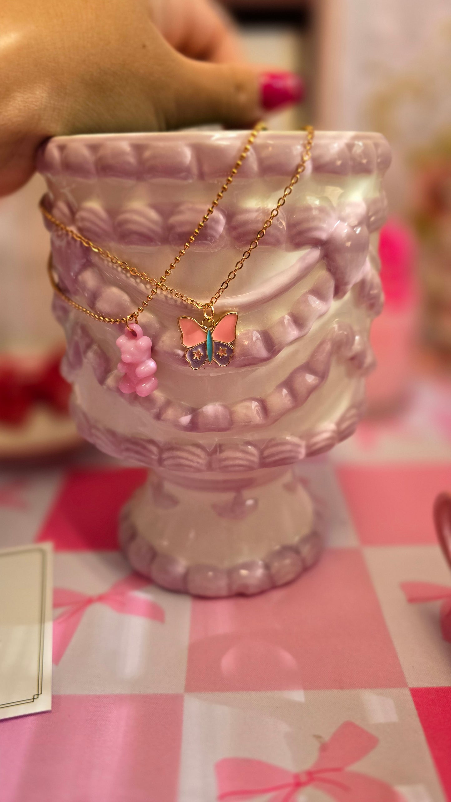 Butterfly-Teddy necklace Duo