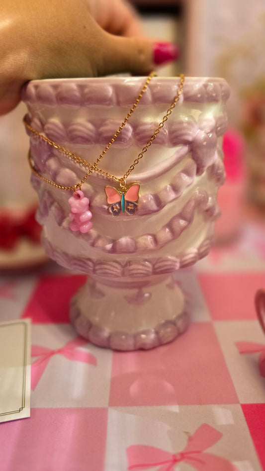 Butterfly-Teddy necklace Duo