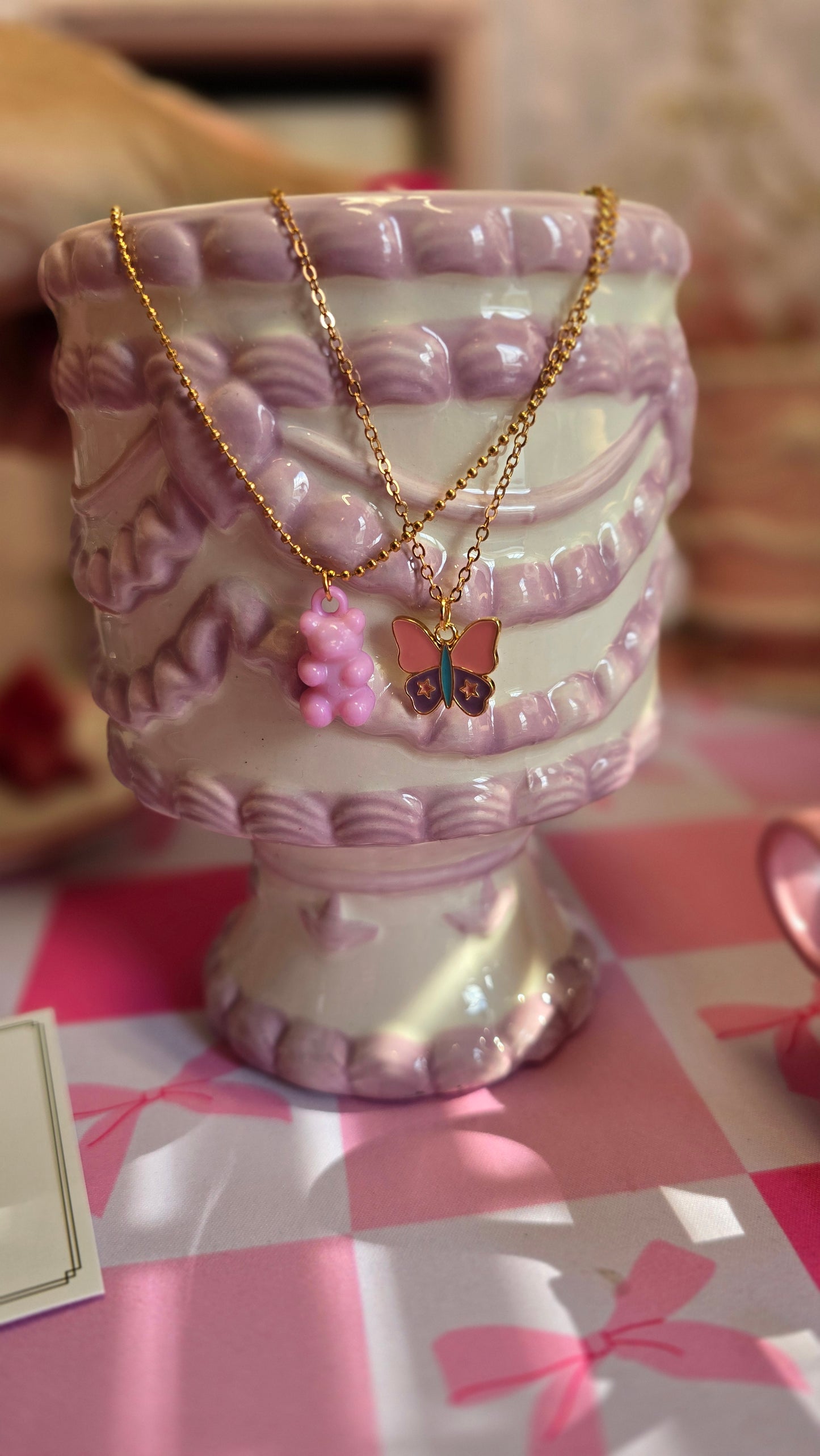 Butterfly-Teddy necklace Duo